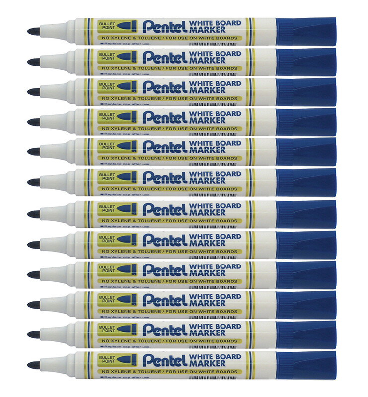 Whiteboard Marker Bullet Tip Blue Pack of 12
