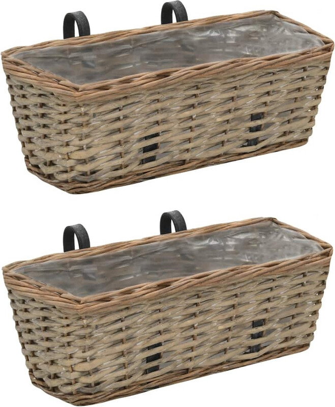 VidaXL Wicker Balkonplanten - 40 cm, bruin, 2 stuks