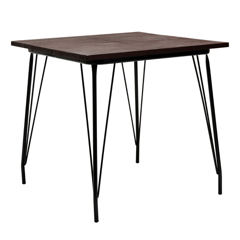 Dining Table District Square Elm Wood Walnut/Black