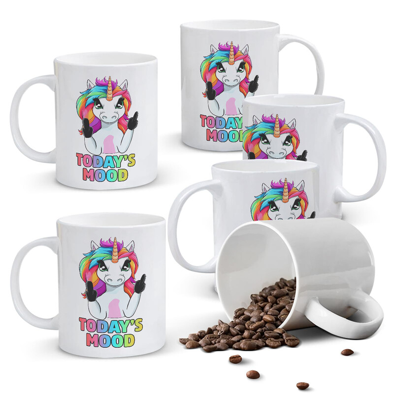 1pc, Funny Unicorn Today's Mood Mug, porcelain mug, coffee mug