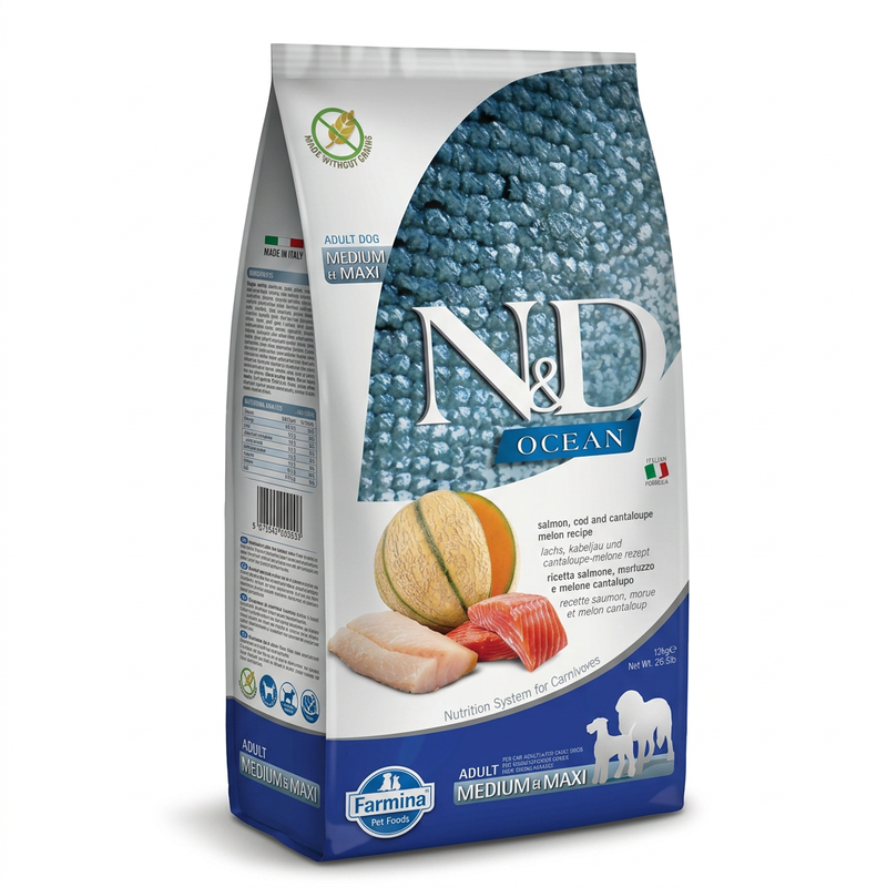 Farmina N&D Ocean Lachs Hundefutter für Erwachsene Mittel-/Großrassen 12 kg