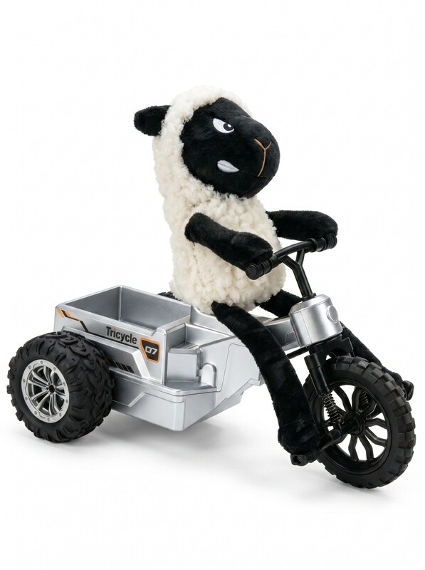 1:18 RC Driewieler Driftauto, Schapen Pluche Decoratie, Proportionele Snelheidsregeling, LED-verlichting, Opbergbak, All-Terrain Kinderspeelgoed voor 6+ Jaar, 1 Stuk, Wit