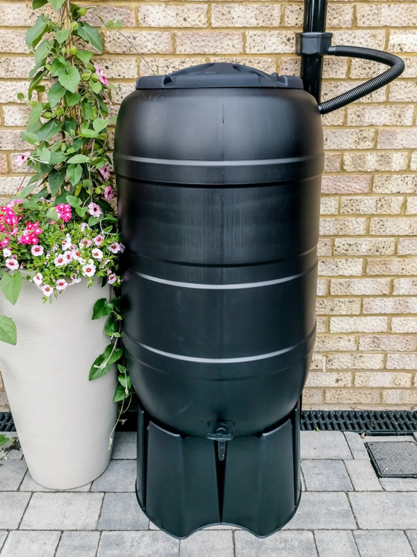 Strata Water Butt Set With Connection Kit, Tap & Stand 210L Black