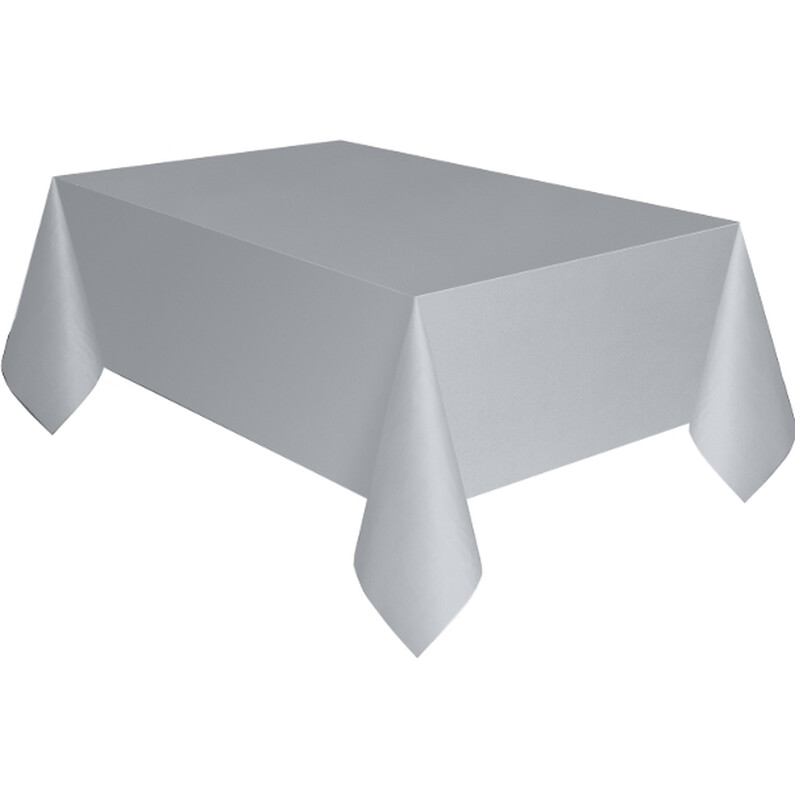 Unique Plastic Table Cover, Silver , 1.37 x 2.74m