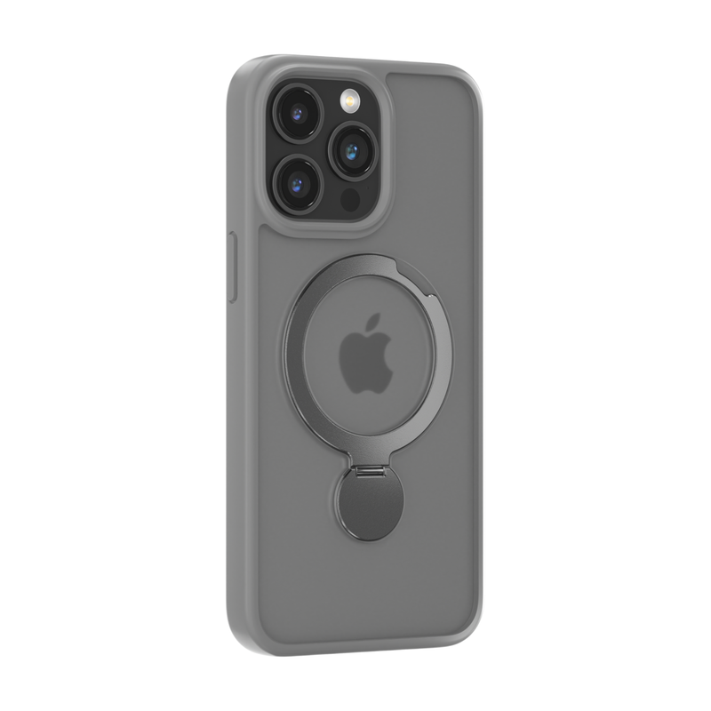 Comma Joy Shark Magnetic Phone Case with Rotating Bracket - iPhone 15 Pro Max - Grey