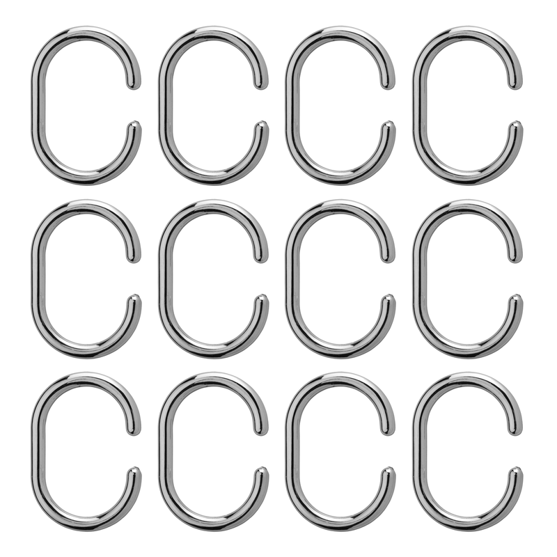 Shower Curtain Rings C Shape Silver 12pcs