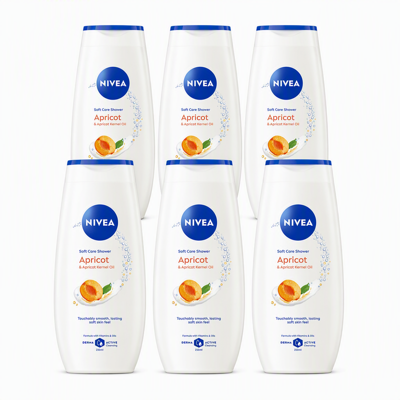 NIVEA Soft care douchegel abrikoos & abrikozenpitten 250 ml (6-pack)