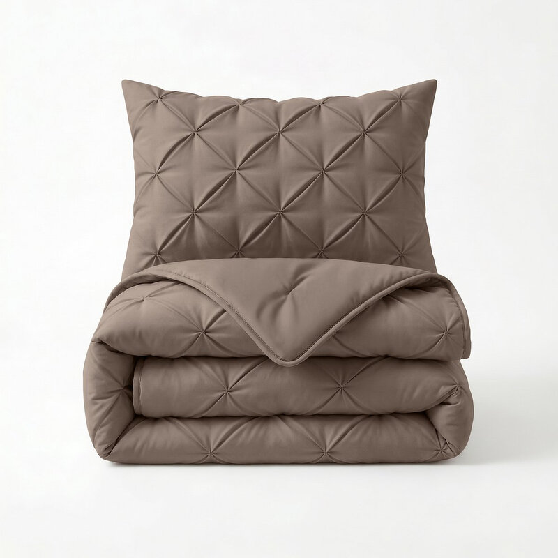 Sleeptime 2-in-1 Dekbed en Hoes Pintuck - Wasbaar Dekbed - 200 x 200 - Taupe