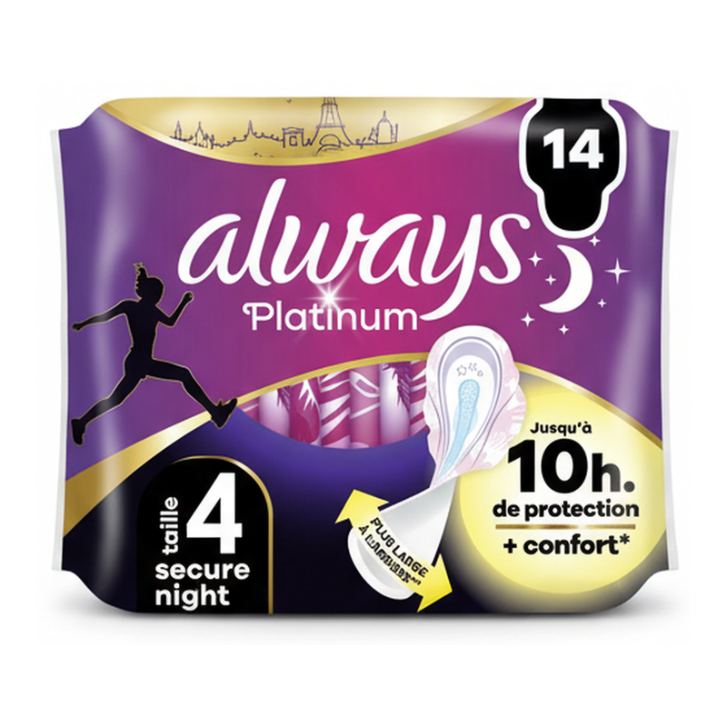 Always Serviettes hygiéniques Platinum Secure Night - x14