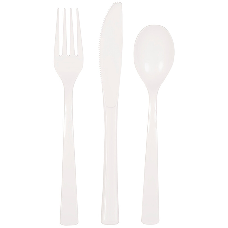 Unique Plastic Cutlery, White, 18 pack