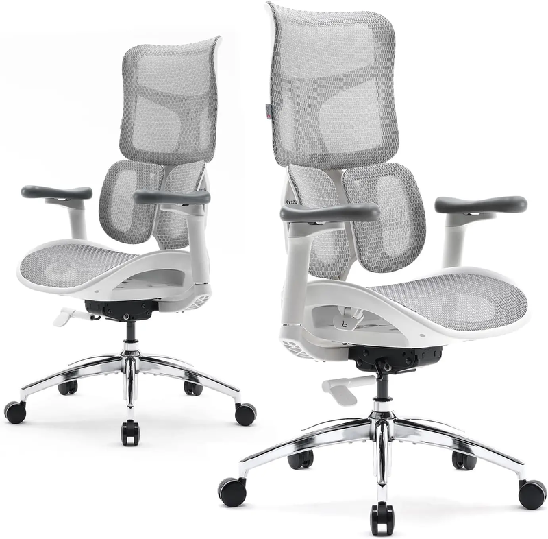 Sihoo Dora S100 ergonomische bureaustoel met wit frame en wit mesh