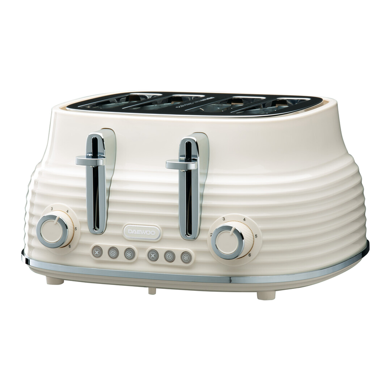 DAEWOO Sienna 4 Slice Retro Toaster, Wide Slots - Cream, SDA2483GE