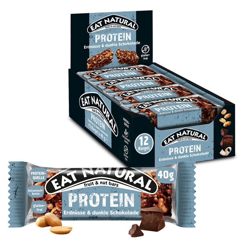 Eat Natural Fruchtriegel Protein Erdnüsse & dunkle Schokolade Großpackung 12 x 40g