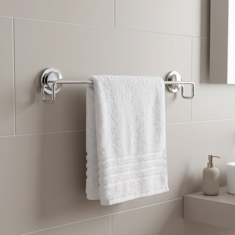 Croydex Stick 'N' Lock Towel Rail - Chrome