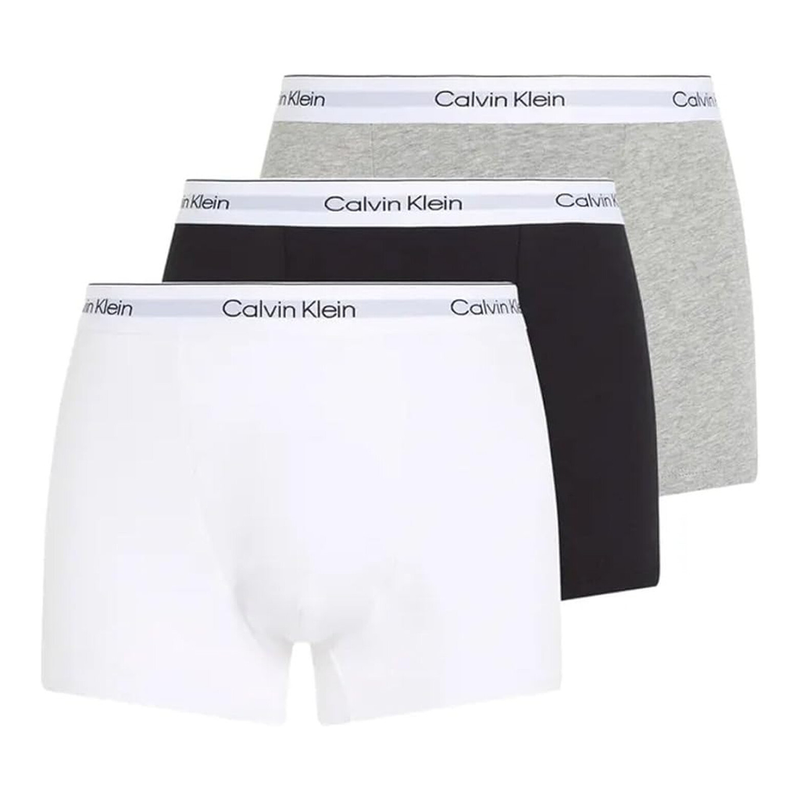 Calvin Klein Herren Unterwäsche 3er-Pack Relaxed Fit Trunk - Schwarz, Weiß, Grau meliert in Größe XL
