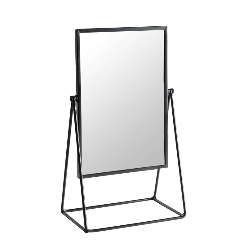 Harbour Housewares Metallic Frame Table Vanity Mirror Adjustable - 22 x 39cm - Black
