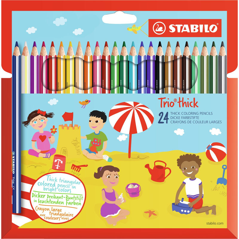 STABILO Trio thick - Driehoekig kleurpotlood - Set van 24 - Assorti kleuren