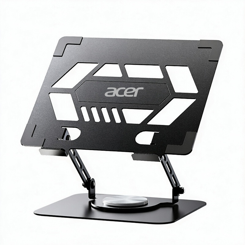 Acer ODK5Z3 Laptop-Ständer für Schreibtisch, faltbarer Computer-Riser aus Aluminium mit 360° drehbarer Basis, ergonomischer höhenverstellbarer Notebook-Halter, stabile dreieckige Stütze für 16 Zoll Laptops & Tablets