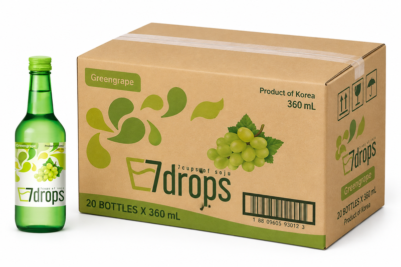 7CUPSOFSOJU 7DROPS Soju Groene Druif Alc. 12% 360 ml x 20