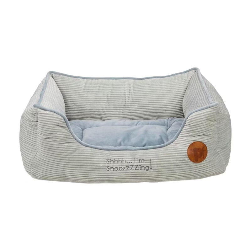 Grey Cord Square Pet Bed Large