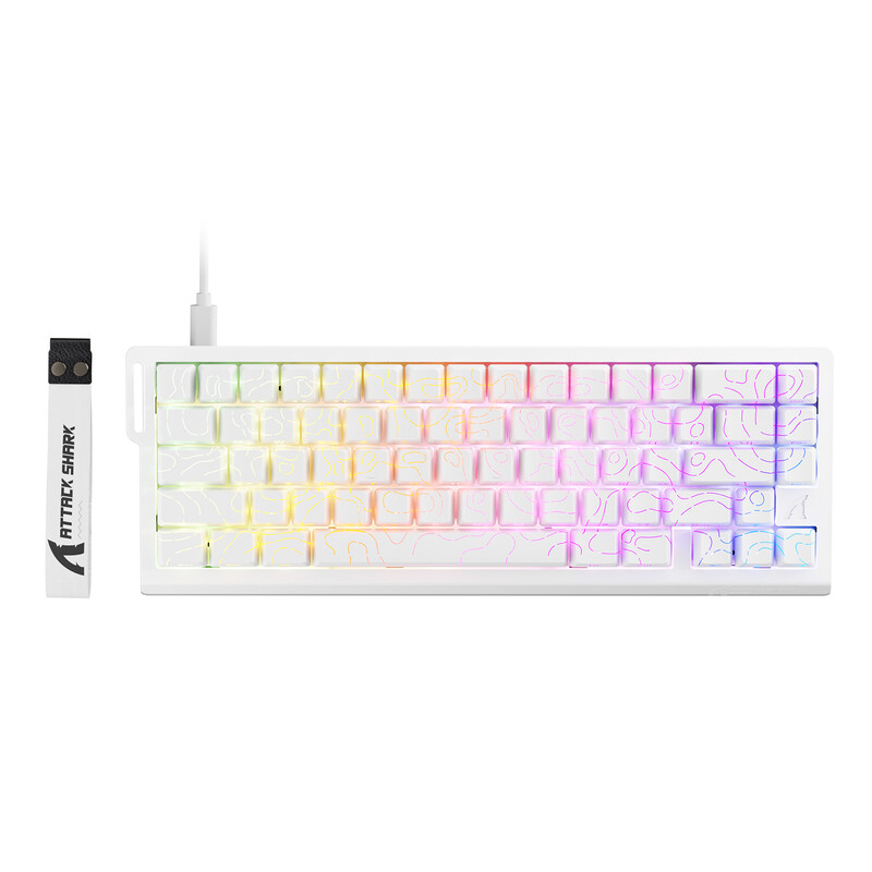 ATTACK SHARK X68 HE Tastatur mit Schnellzugriff, magnetische Schalter, weiße Konturen (Keycaps mit durchscheinendem Muster)