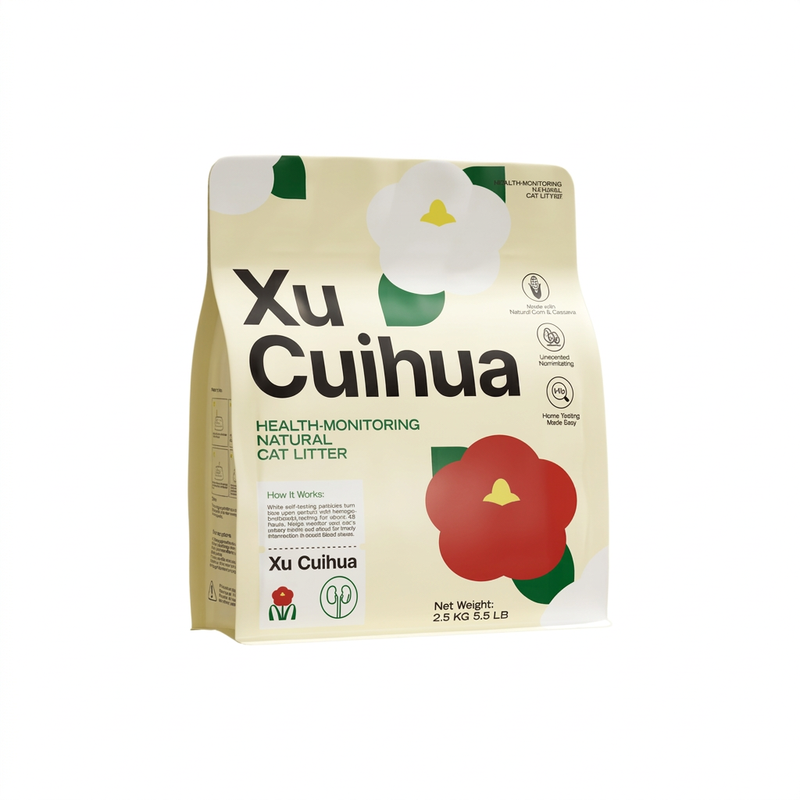 Xu Cuihua plantaardige kattenbakvulling 2,5 kg met detectie van occult bloed, snel klontvormend, geurcontrole, natuurlijke ongeparfumeerde formule voor katten