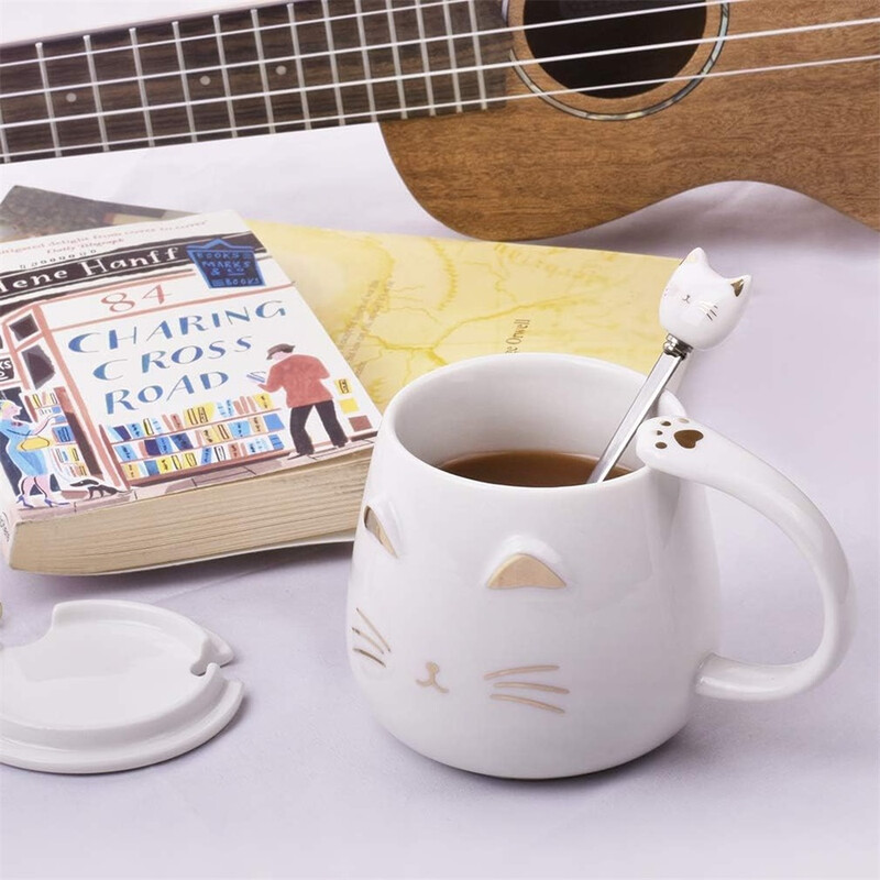 Huacan Kreative Katzentasse, Büro-Teetasse, Weiß
