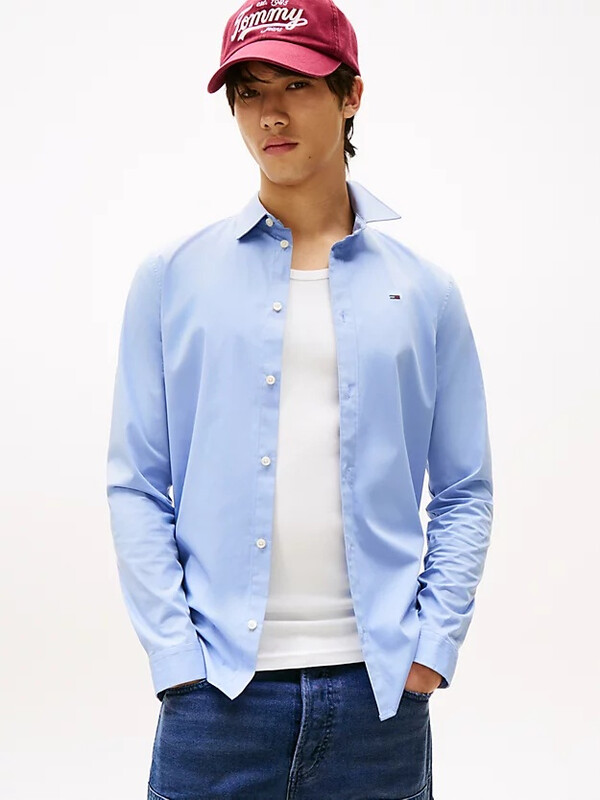 Tommy Hilfiger Tommy Jeans heren slanke pasvorm poplin overhemd - LAVENDER LUSTRE - XXS