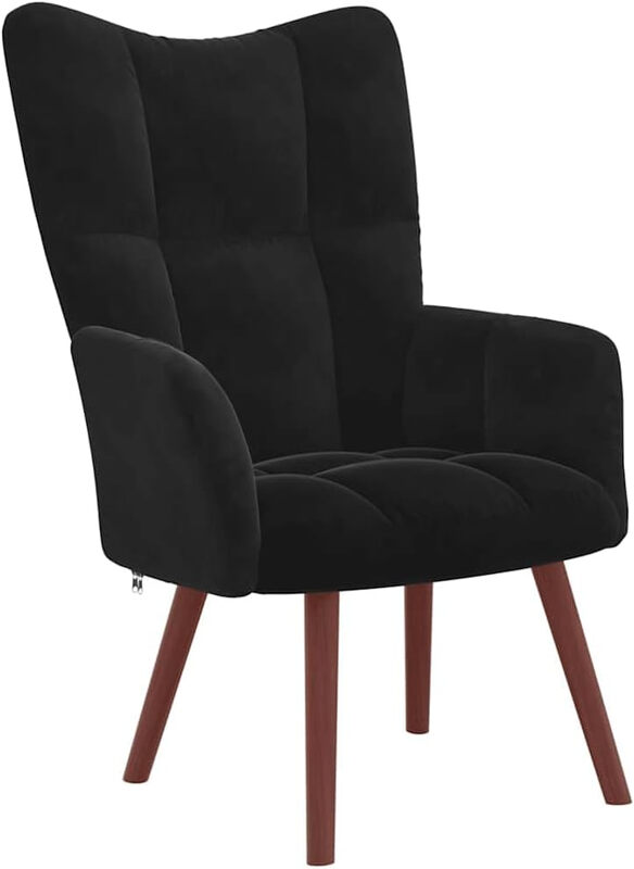 vidaXL Velours Relaxstoel - Zwart, 61,5 x 69 x 95,5 cm