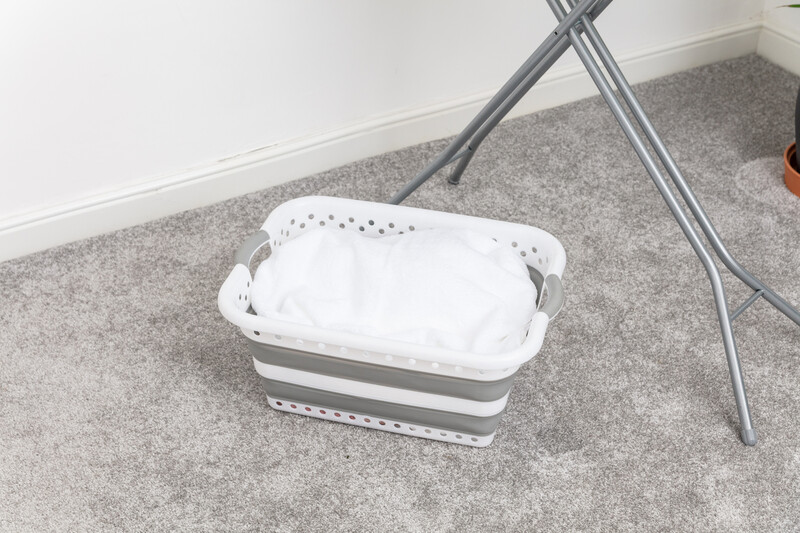 45L Collapsible Grey Laundry Basket
