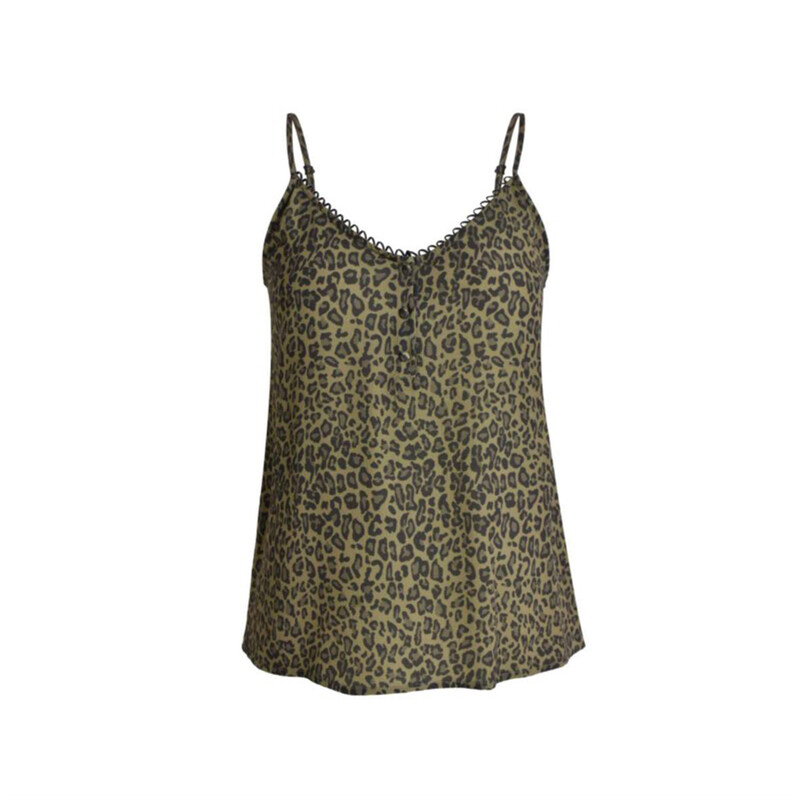 IZURIA round-neck olive green leopard-print camisole XL