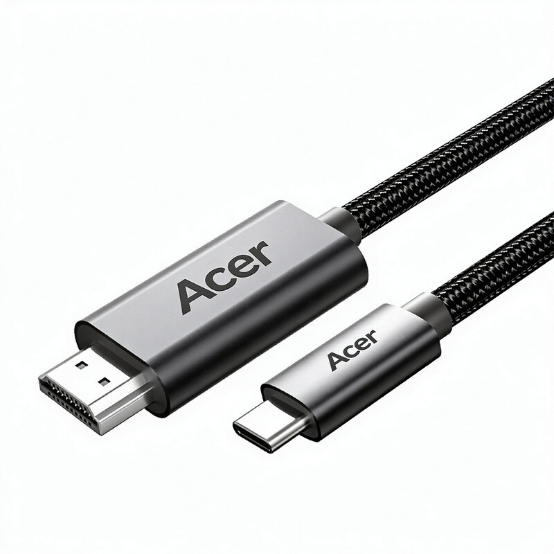 Acer OCB6BO USB-C-zu-HDMI-Kabel 4K@60 Hz, 2 m/6,6 ft, Typ-C-zu-HDMI-Kabel mit geflochtenem Schlauch, HDR, Aluminiumgehäuse, High-Speed-HDMI-Konverter, Windows/Linux/macOS/Android