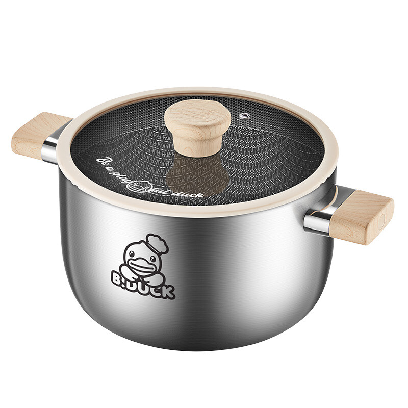 COOKER KING 316 roestvrijstalen pot, binnenlandse soeppot, Congee koken, hete pot, inductiekookplaat, gas universeel B.DUCK Meerlaagse roestvrijstalen soeppot 22 cm