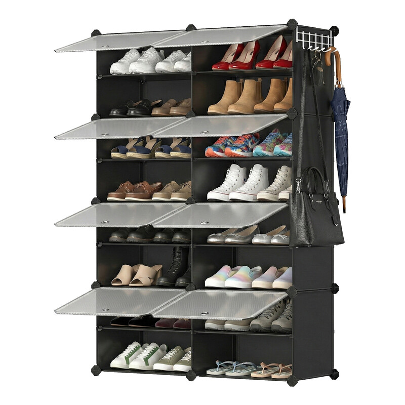 SONGMICSHOME Shoe Storage Unit with 8 Compartments, Adjustable Hallway Shelf, Cabinet