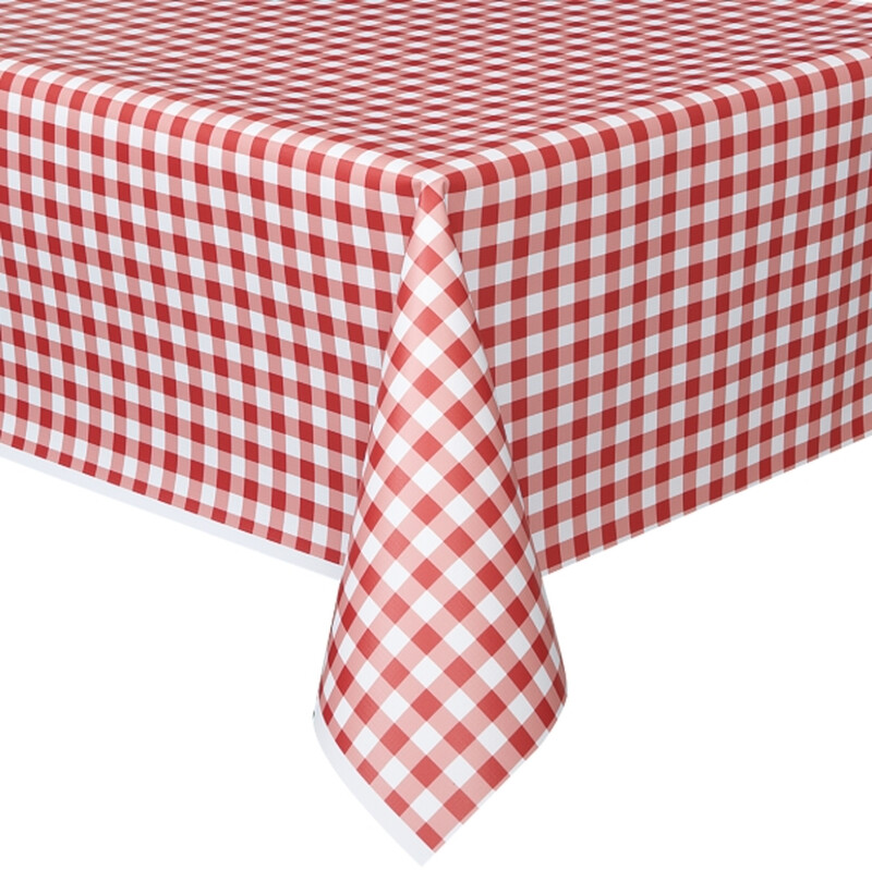 Unique Plastic Table Cover, Red Gingham, 1.37 x 2.74m