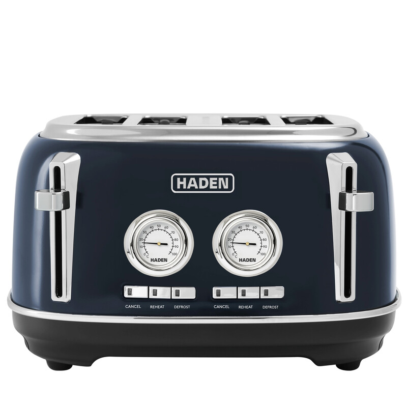 Jersey Retro 4 Slice Toaster, Coated Stainless Steel, Steel Blue - 203601