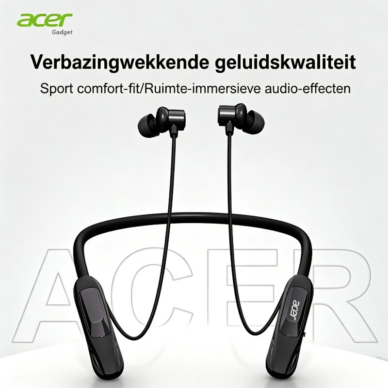 Acer OHR810 draadloze nekband in-ear oordopjes voor sport, magnetische opslag, dual mode voor gaming en muziek, Bluetooth 5.4, ultralange stand-by, diepe bas, stereo ruisonderdrukking voor bellen, gamingmodus met lage latentie, Hi-Fi Dolby audio, aanbevol