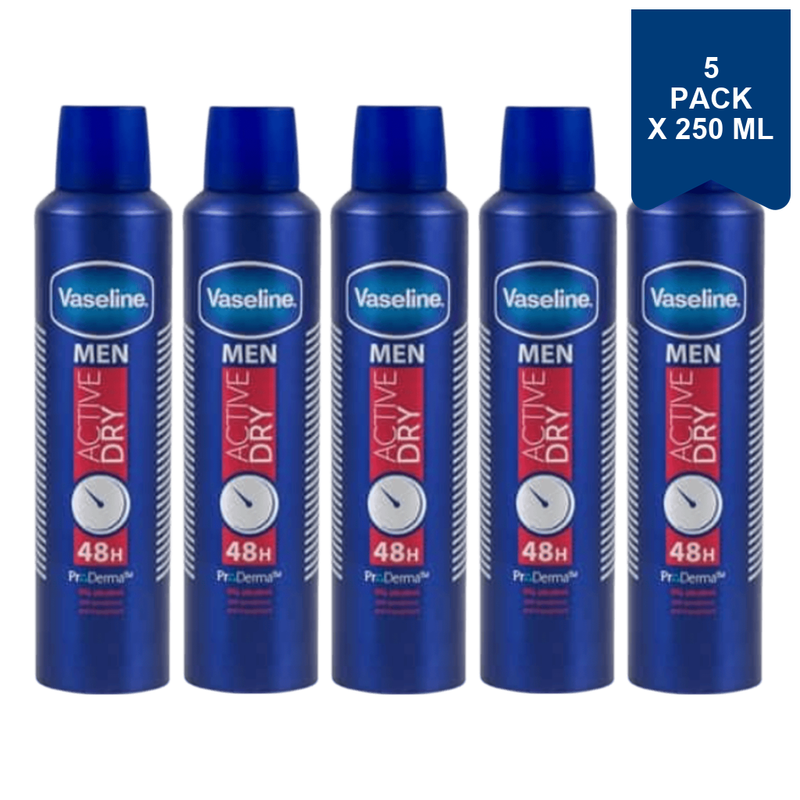 Vaseline Deo Men Active Dry 250 ml (5-Pack)