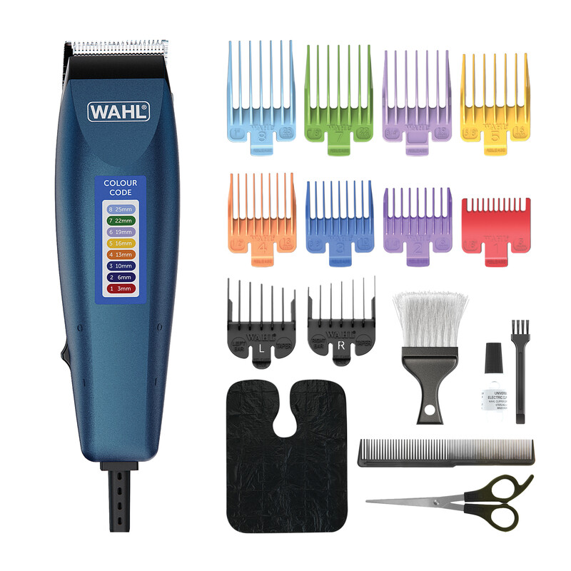 Colour Pro Corded Hair Clipper Kit, Multi-Length Combs, 9155-2917, Blue