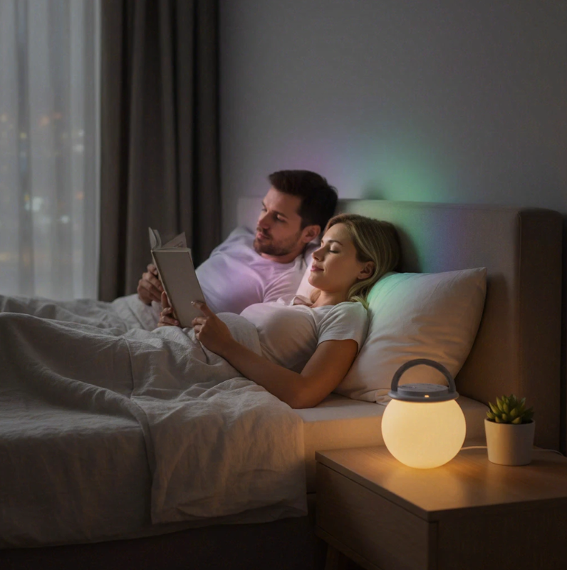 Wiederaufladbares LED-Nachtlicht Mit Zeitschaltfunktion, Warmweiß + RGB 7 Farben, Stufenlose Dimmung 0.9W 5V-1A ABS+Metall für Schlafzimmer Kinderzimmer