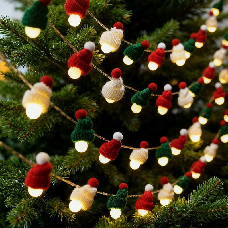 Huacan kerstmuts-lichtsnoer, 3 meter met 20 lampjes (constant aan + knipperend)