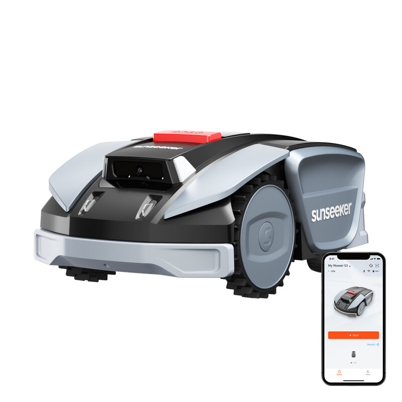 SUNSEEKER S3 Kabelloser Mähroboter mit Perimeter für 800 m² – RTK-Navigation + KI-Vision, Automatische Kartierung, Intelligente Hindernisvermeidung, Multi-Zonen-Verwaltung, App-Steuerung
