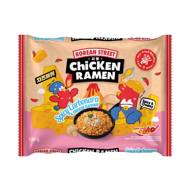 Korean Street Chicken Ramen Spicy Carbonara & Chicken Flavour 130g
