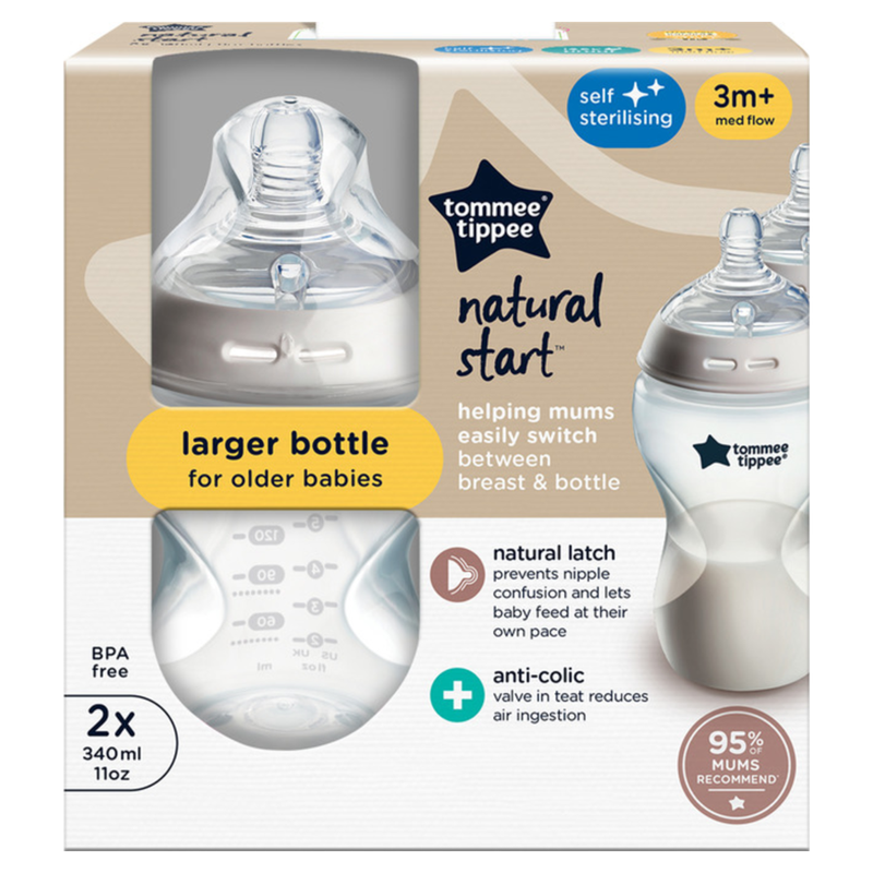 Natural Start Baby Bottles 340ml 2pk