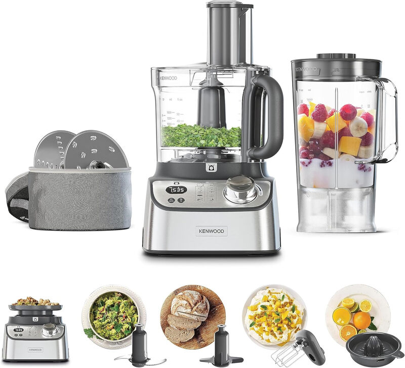 MultiPro Express Weighing + Food Processor - Silver, 3L Capacity, With 8 Accessories,