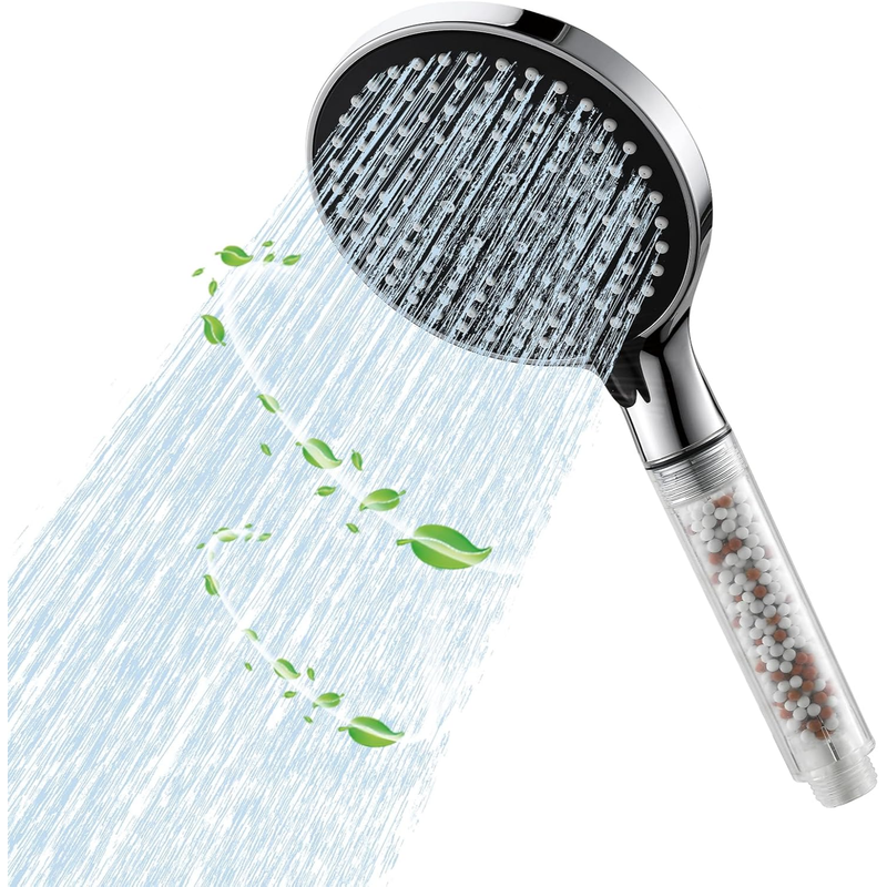 Ibergrif 125mm Gefilterter Duschkopf – Hartwasser Filter Entfernt Kalk, Chlor & Schwermetalle – CE Zertifiziert – 30% Wassereinsparung – Hochdruck