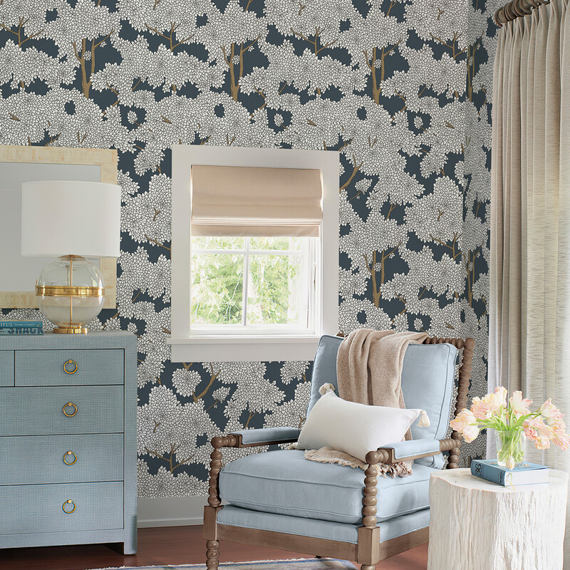 Lush Branches Peel and Stick Wallpaper Blue 44x508cm 1 Roll