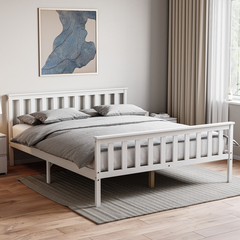 Vida Designs Milan Wooden High Foot Bed Frame - King Size in a Clean White Finish for Stylish Bedroom Furniture