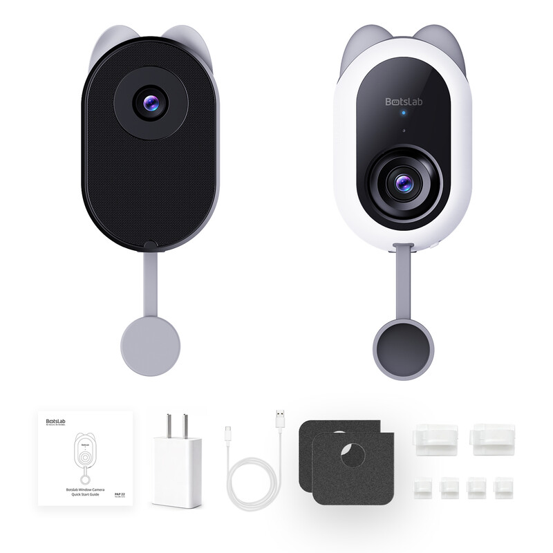 Botslab W101 4 MP Binnenvenstercamera, Bewakingscamera met Buitenzicht | AI Persoonsdetectie, Huisdier-/Bewegings-/Voertuigdetectie, 24/7 Opname, Eenvoudige App-bediening, 2,4/5 GHz WiFi