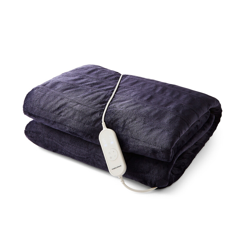EverCosy Large Luxury Striped Fleece Electric Heated Throw – Navy, 610105